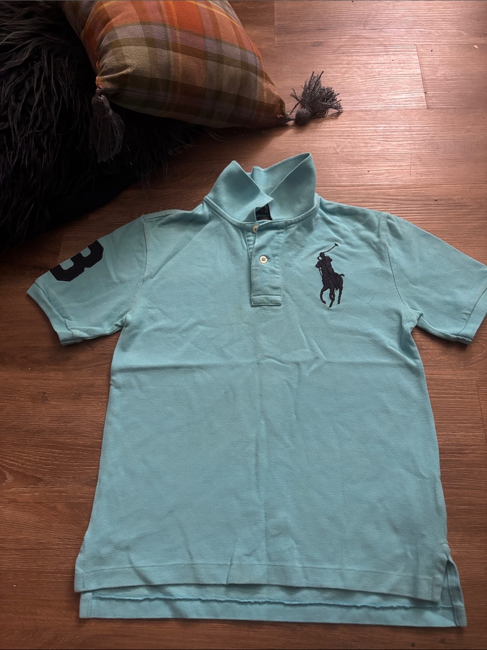 Ralph Lauren Kids Polo Shirt in Aqua Blue with Navy Logo